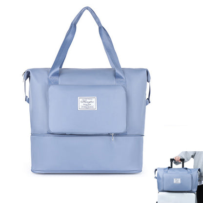 Large Capacity Collapsible Travel Bag Expandable Waterproof Duffel Bag -Blue