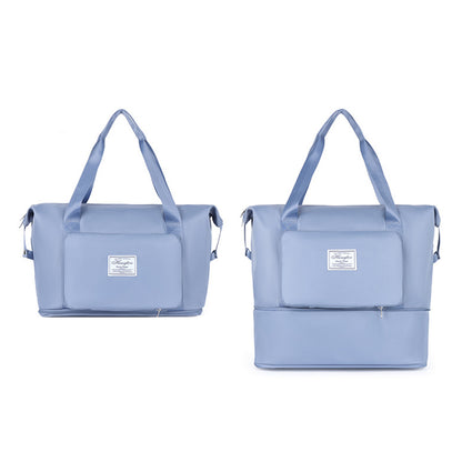 Large Capacity Collapsible Travel Bag Expandable Waterproof Duffel Bag -Blue