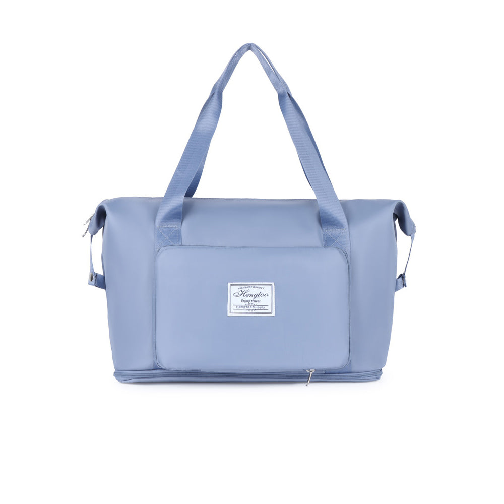 Large Capacity Collapsible Travel Bag Expandable Waterproof Duffel Bag -Blue
