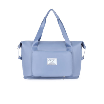 Large Capacity Collapsible Travel Bag Expandable Waterproof Duffel Bag -Blue