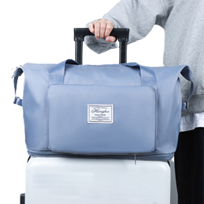 Large Capacity Collapsible Travel Bag Expandable Waterproof Duffel Bag -Blue