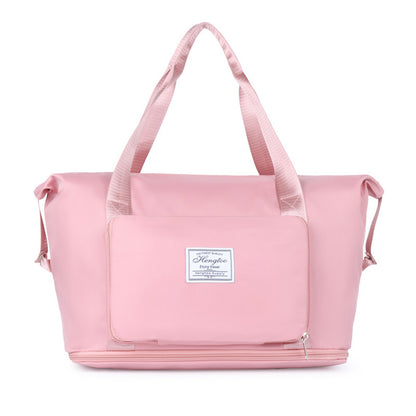 Large Capacity Collapsible Travel Bag Expandable Waterproof Duffel Bag -Pink