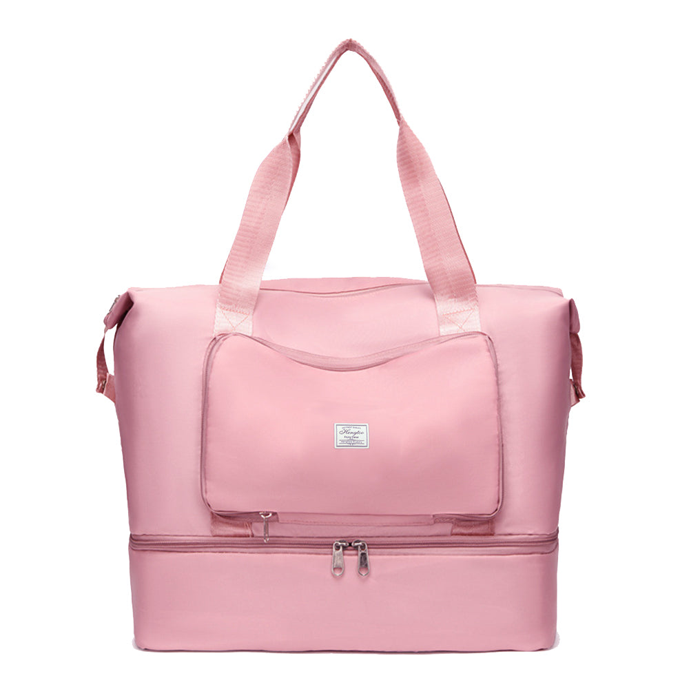 Large Capacity Collapsible Travel Bag Expandable Waterproof Duffel Bag -Pink
