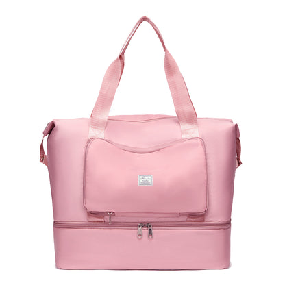 Large Capacity Collapsible Travel Bag Expandable Waterproof Duffel Bag -Pink