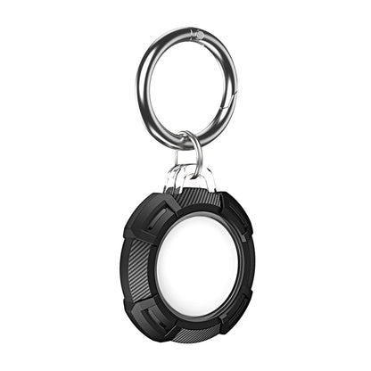 Airtag Holder with Anti-Lost Keychain Protective Shell Shockproof Protective Case Cover for Apple-Black