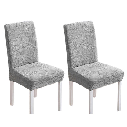 Chair Cover 2Pcs One-piece Stretch Jacquard Waterproof Dining Room Chair Cover Elastic Slipcover Home-Light Grey