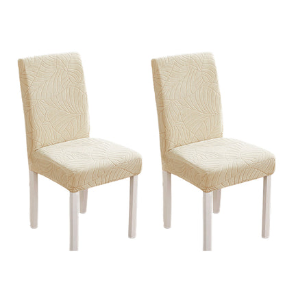 Chair Cover 2Pcs One-piece Stretch Jacquard Waterproof Dining Room Chair Cover Elastic Slipcover Home-Beige