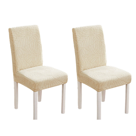 Chair Cover 2Pcs One-piece Stretch Jacquard Waterproof Dining Room Chair Cover Elastic Slipcover Home-Beige