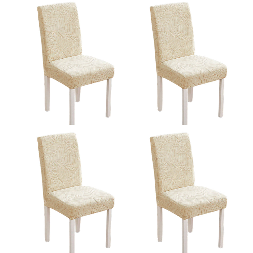 Chair Cover 4Pcs One-piece Stretch Jacquard Waterproof Dining Room Chair Cover Elastic Slipcover Home-Beige
