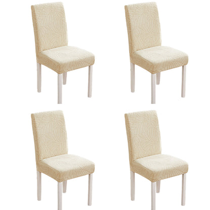 Chair Cover 4Pcs One-piece Stretch Jacquard Waterproof Dining Room Chair Cover Elastic Slipcover Home-Beige