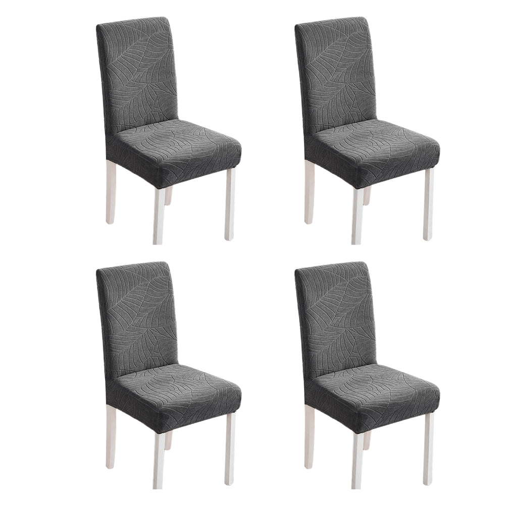 Chair Cover 4Pcs One-piece Stretch Jacquard Waterproof Dining Room Chair Cover Elastic Slipcover Home-Dark Grey