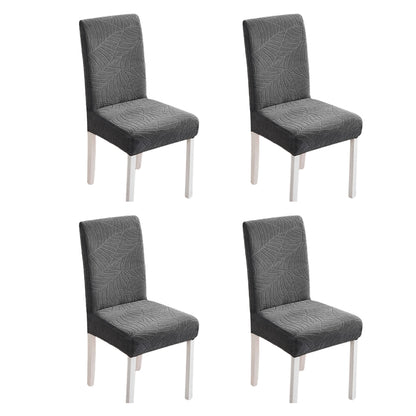 Chair Cover 4Pcs One-piece Stretch Jacquard Waterproof Dining Room Chair Cover Elastic Slipcover Home-Dark Grey
