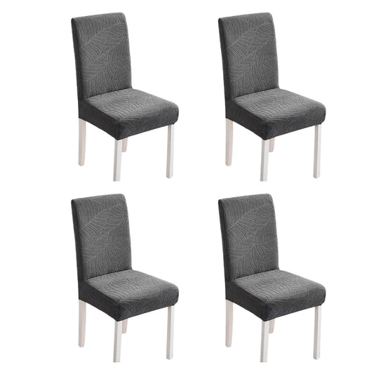 Chair Cover 4Pcs One-piece Stretch Jacquard Waterproof Dining Room Chair Cover Elastic Slipcover Home-Dark Grey