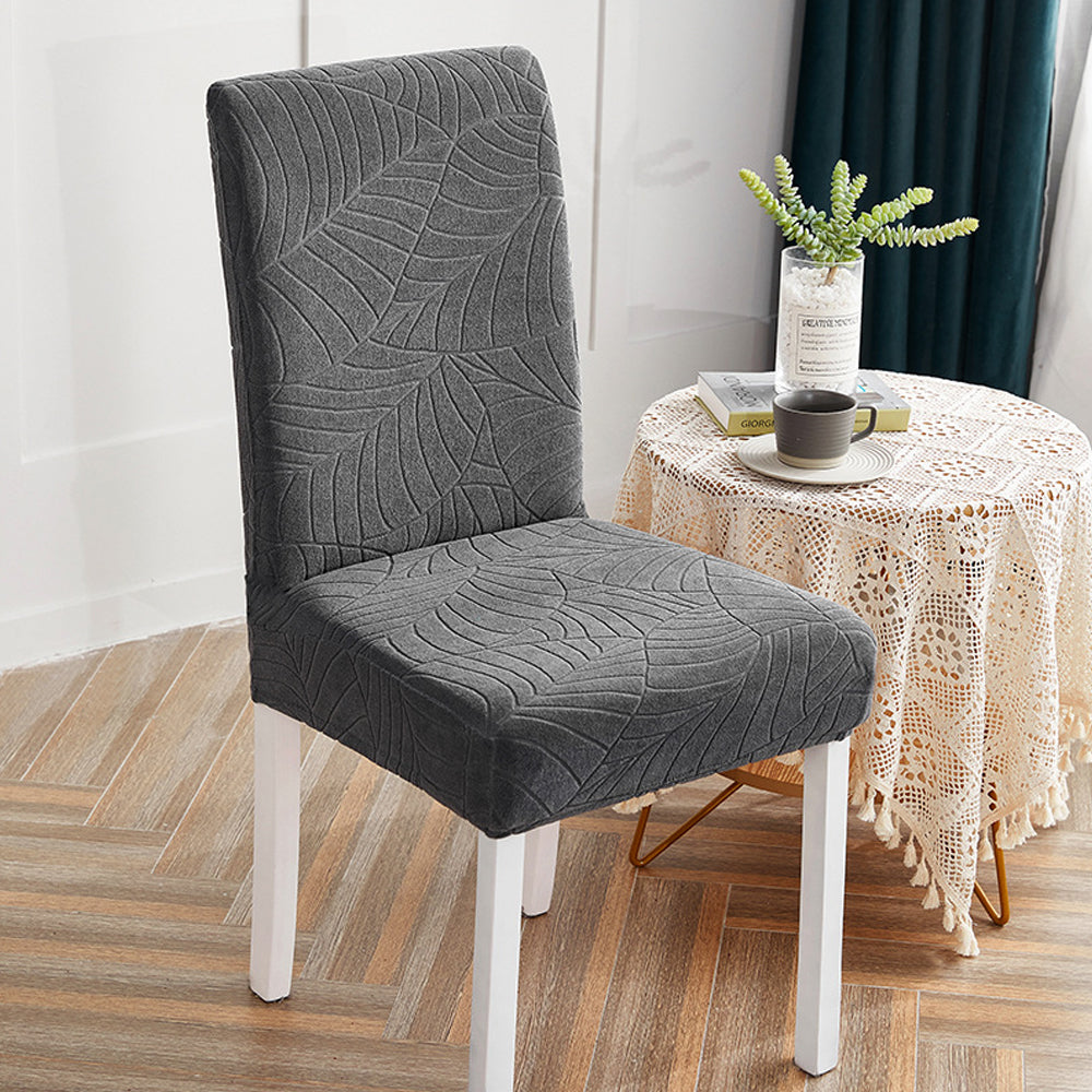 Chair Cover One-piece Stretch Jacquard Waterproof Dining Room Chair Cover Elastic Slipcover Home-Dark Grey
