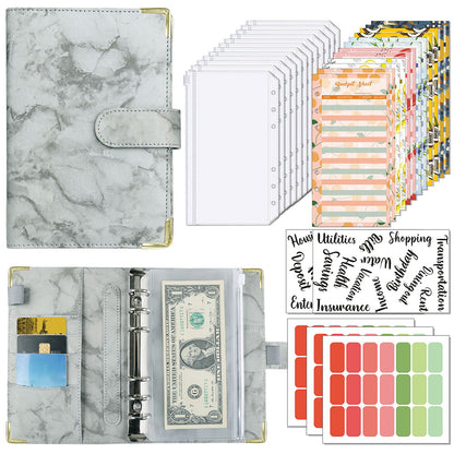 Budget Binder A6 Budget Planner with Cash Envelopes Calculator Money Organizer for Cash Saving -Grey