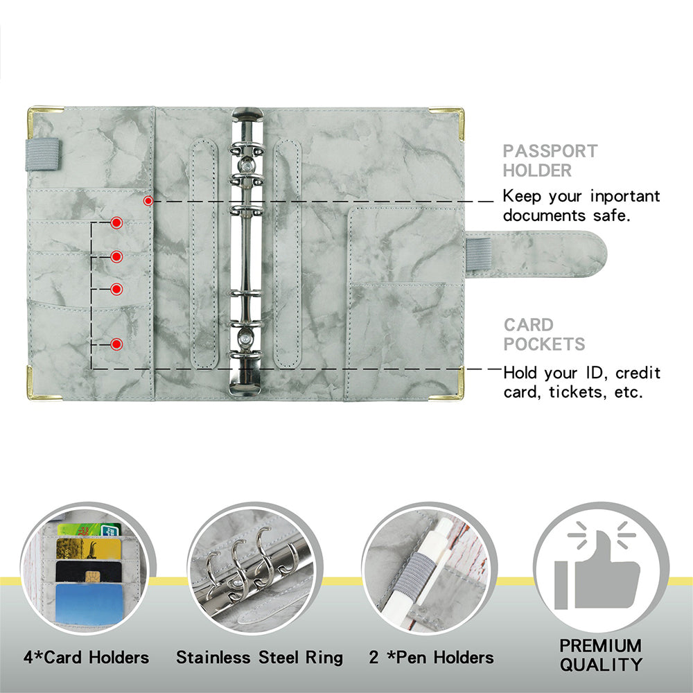 Budget Binder A6 Budget Planner with Cash Envelopes Calculator Money Organizer for Cash Saving -Grey