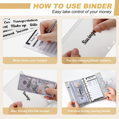 Budget Binder A6 Budget Planner with Cash Envelopes Calculator Money Organizer for Cash Saving -Grey