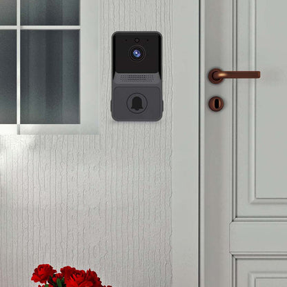 Wireless Doorbell WiFi Night Vision Security Door Bell with Dingdong Machine for Home Monitor-Black