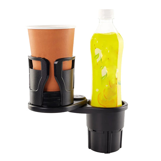 Car Cup Holder Expander 2 in 1 Multifunctional Cup Organizer with Adjustable Base -Matte Black
