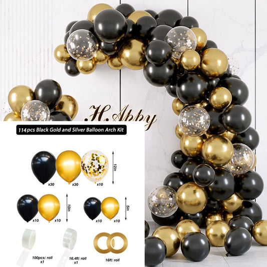 114pcs Balloons Kit Garland Birthday Party Wedding Baby Decoration -Blackgold