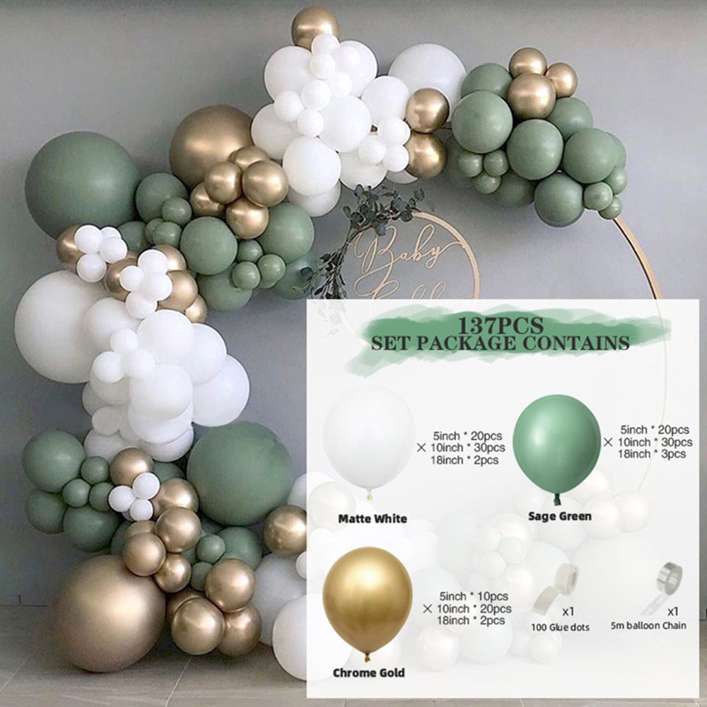 139pcs Balloons Kit Garland Birthday Party Wedding Baby Decoration -Green