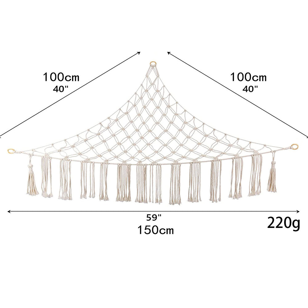 Boho Plush Toy Hammock Net Organizer Stuffed Animals Hanging Toys Kids Room Storage -White Net