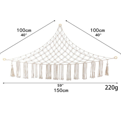 Boho Plush Toy Hammock Net Organizer Stuffed Animals Hanging Toys Kids Room Storage -White Net