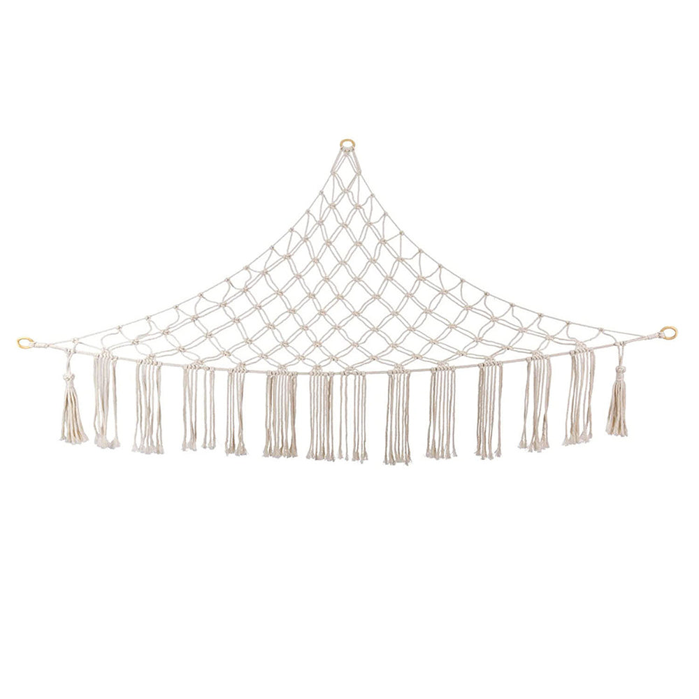 Boho Plush Toy Hammock Net Organizer Stuffed Animals Hanging Toys Kids Room Storage -White Net