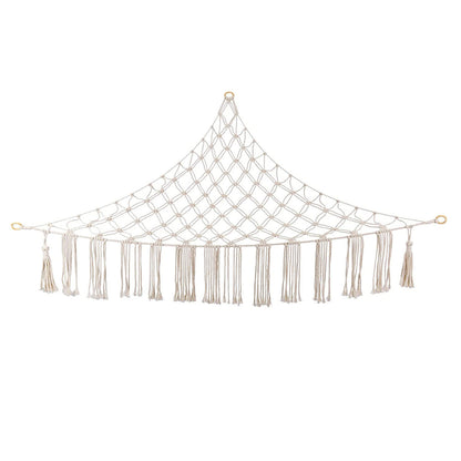 Boho Plush Toy Hammock Net Organizer Stuffed Animals Hanging Toys Kids Room Storage -White Net