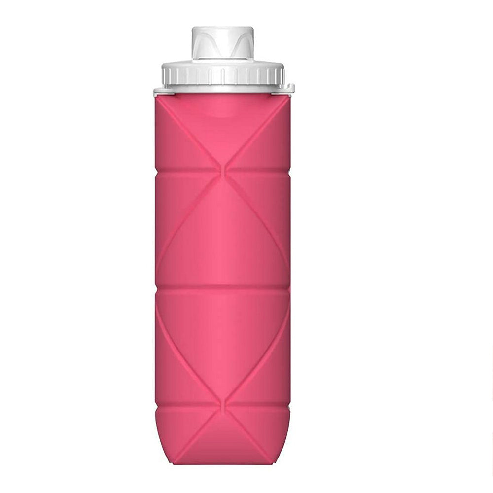 Foldable Collapsible Water Bottle Silicone Leak-proof Reusable Travel -Pink