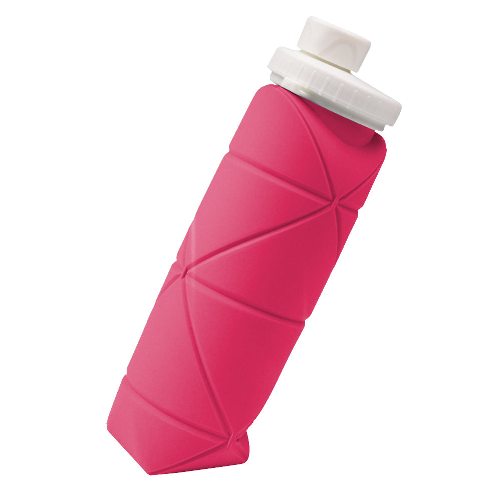 Foldable Collapsible Water Bottle Silicone Leak-proof Reusable Travel -Pink