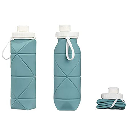 Foldable Collapsible Water Bottle Silicone Leak-proof Reusable Travel -Green