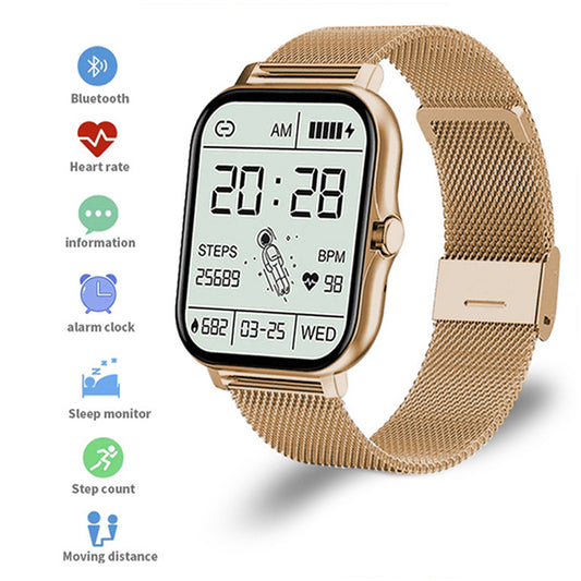 Smart Watches for Men Women Heart Rate Touch Screen Fitness Tracker for iPhone Android Bluetooth -Gold