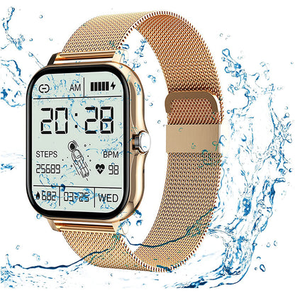 Smart Watches for Men Women Heart Rate Touch Screen Fitness Tracker for iPhone Android Bluetooth -Gold