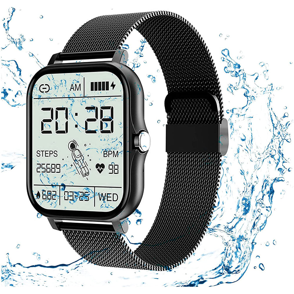 Smart Watches for Men Women Heart Rate Touch Screen Fitness Tracker for iPhone Android Bluetooth -Black