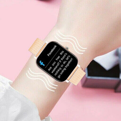 Smart Watches for Men Women Heart Rate Touch Screen Fitness Tracker for iPhone Android Bluetooth -Gold