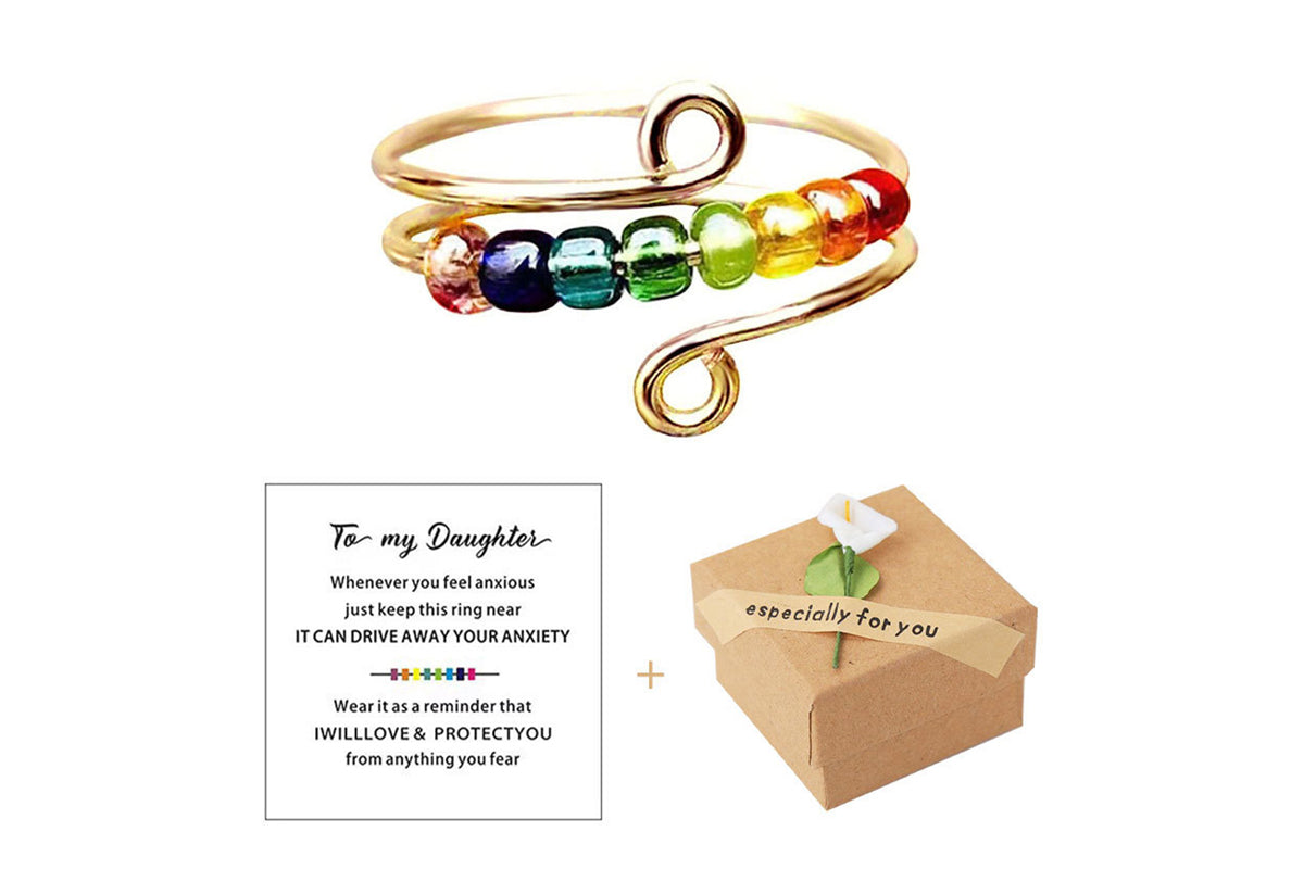2Pcs To My Daughter Fidget Ring for Anxiety-gold color