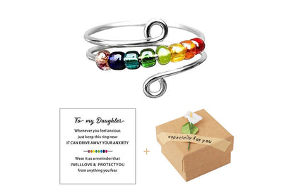 2Pcs To My Daughter Fidget Ring for Anxiety-silver color