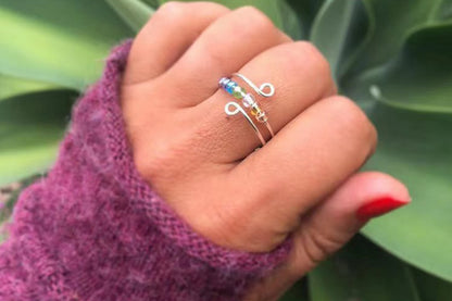 2Pcs To My Daughter Fidget Ring for Anxiety-silver color