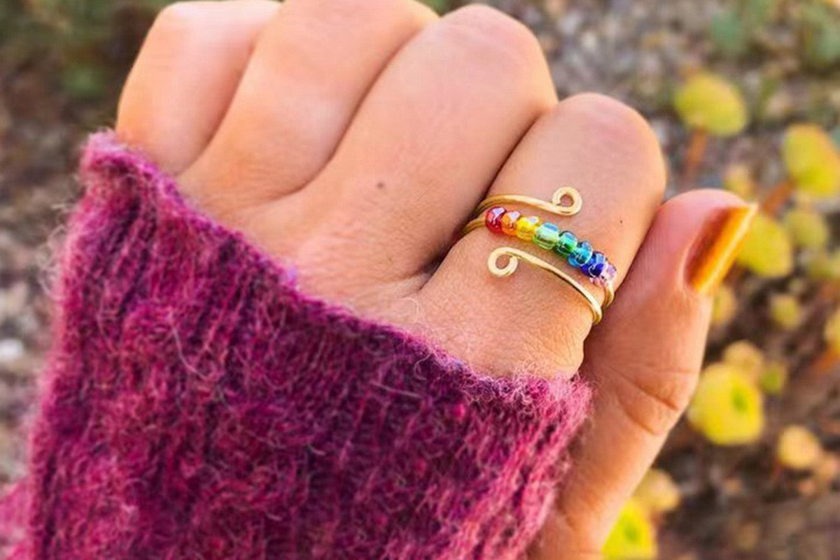 2Pcs To My Daughter Fidget Ring for Anxiety-gold color