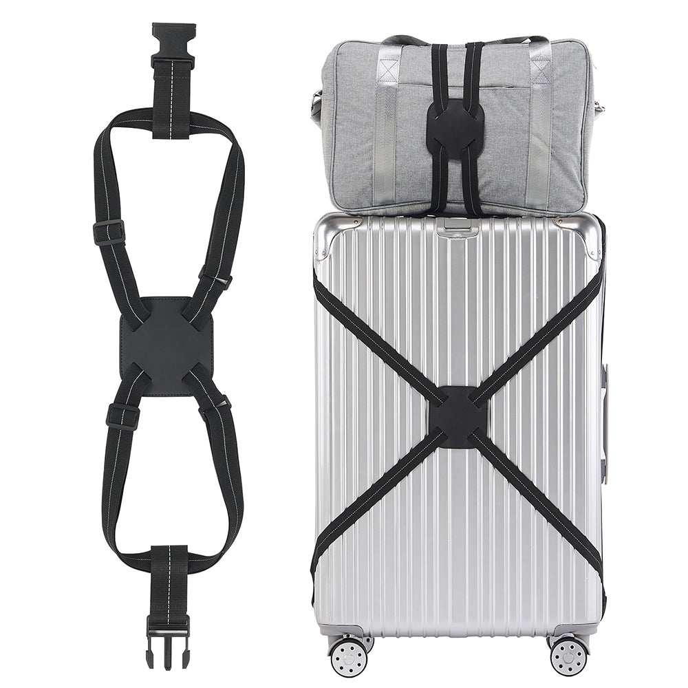 Adjustable Travel Luggage Strap Bag Bungees Elastic Suitcase Belt with Buckles for Add a Bag -Black