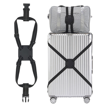 Adjustable Travel Luggage Strap Bag Bungees Elastic Suitcase Belt with Buckles for Add a Bag -Black