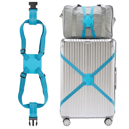 Adjustable Travel Luggage Strap Bag Bungees Elastic Suitcase Belt with Buckles for Add a Bag -Blue