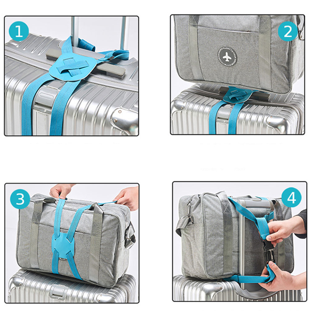 Adjustable Travel Luggage Strap Bag Bungees Elastic Suitcase Belt with Buckles for Add a Bag -Blue