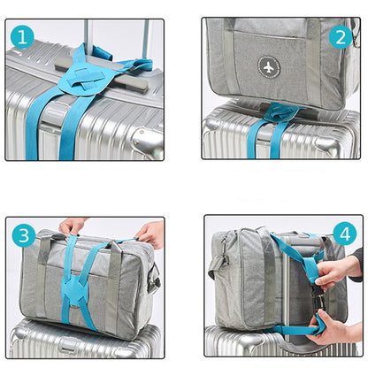Adjustable Travel Luggage Strap Bag Bungees Elastic Suitcase Belt with Buckles for Add a Bag -Blue