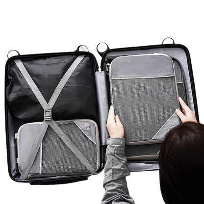 6 Set Compression Packing Cubes Travel Accessories Expandable Packing Organizers -Grey