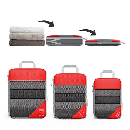 6 Set Compression Packing Cubes Travel Accessories Expandable Packing Organizers -Red