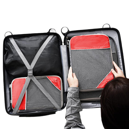 6 Set Compression Packing Cubes Travel Accessories Expandable Packing Organizers -Red