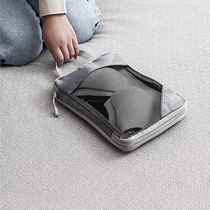 6 Set Compression Packing Cubes Travel Accessories Expandable Packing Organizers -Grey
