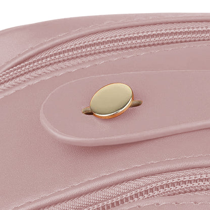Double Zipper Cosmetic Bag Makeup Organizer Travel Toiletry Bag -Pink